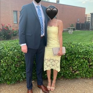 Yellow Midi Lace Dress